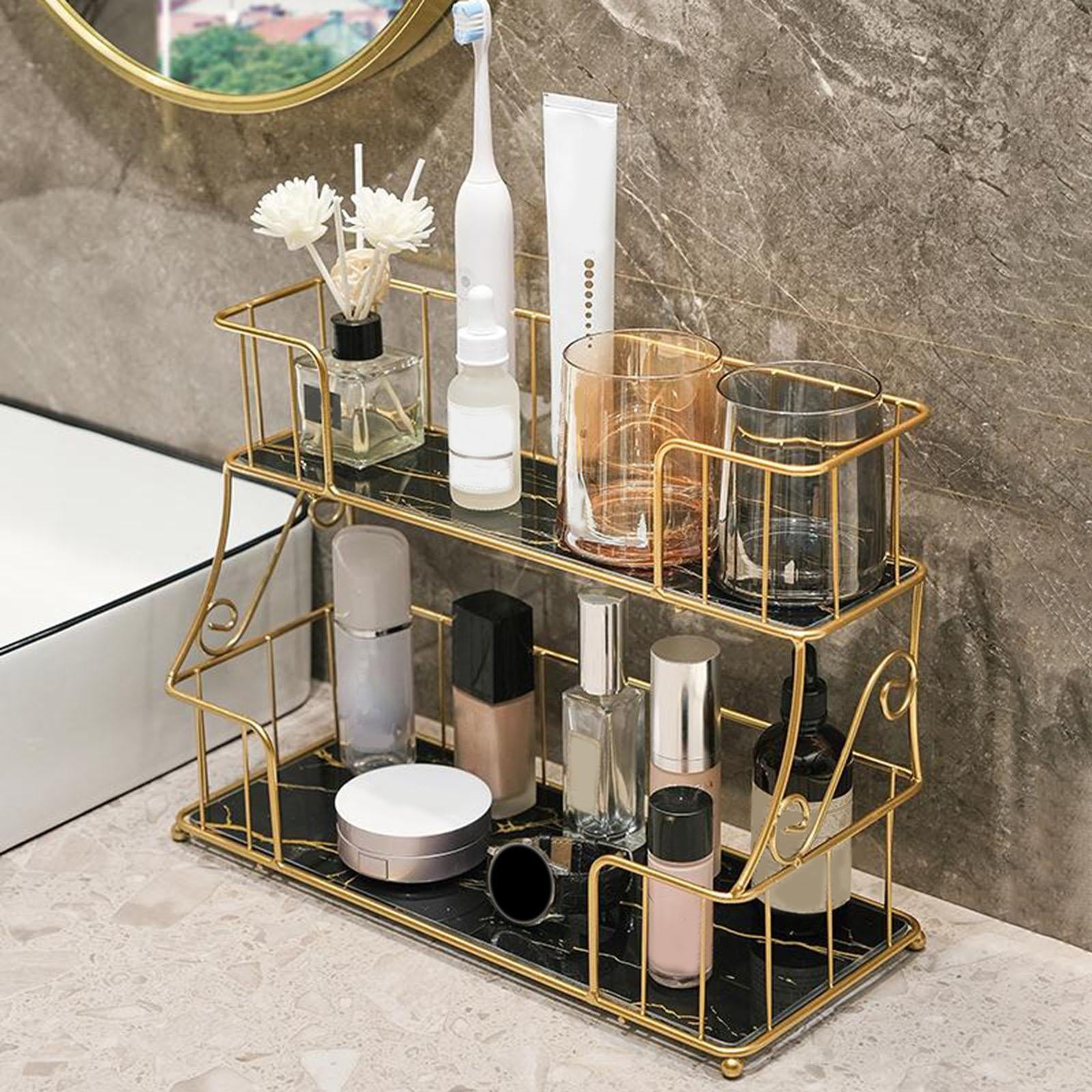 Sleek & Durable 2-Tier Bathroom Vanity Organizer-By Metallics Home