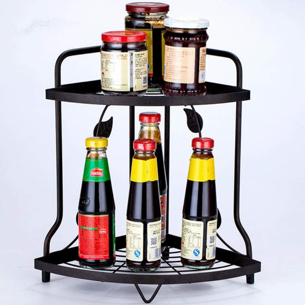 Space-Saving 2-Tier Kitchen Corner Rack-By Metallics Home