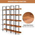 5 Tier Bookcase by Metallics Home features a modern design with a unique wood pattern and black metal frame, ideal for home o