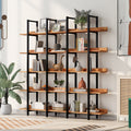 5 Tier Bookcase Home Office Open Bookshelf by Metallics Home features a modern design with black metal frame and wooden shelv