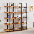 5 Tier Bookcase Home Office Open Bookshelf by Metallics Home featuring wooden shelves and black metal frame, ideal for storag