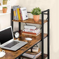 Home Bedroom Office Work Station Desk Organizer Table by Metallics Home features a stylish desk with shelves, books, and a pl