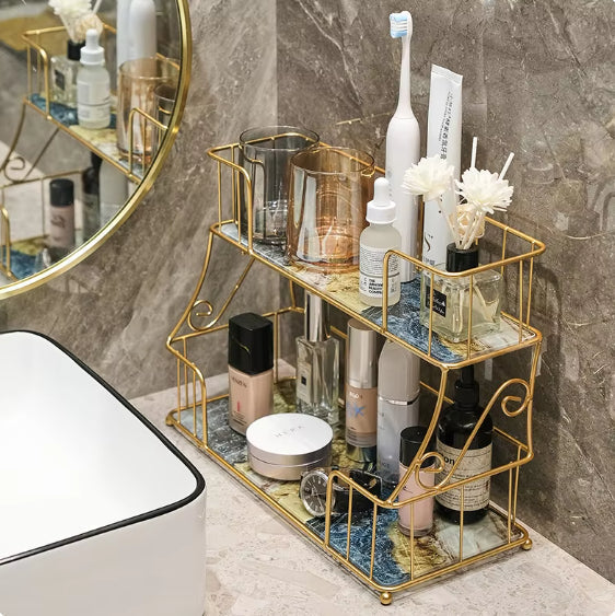 Sleek & Durable 2-Tier Bathroom Vanity Organizer-By Metallics Home