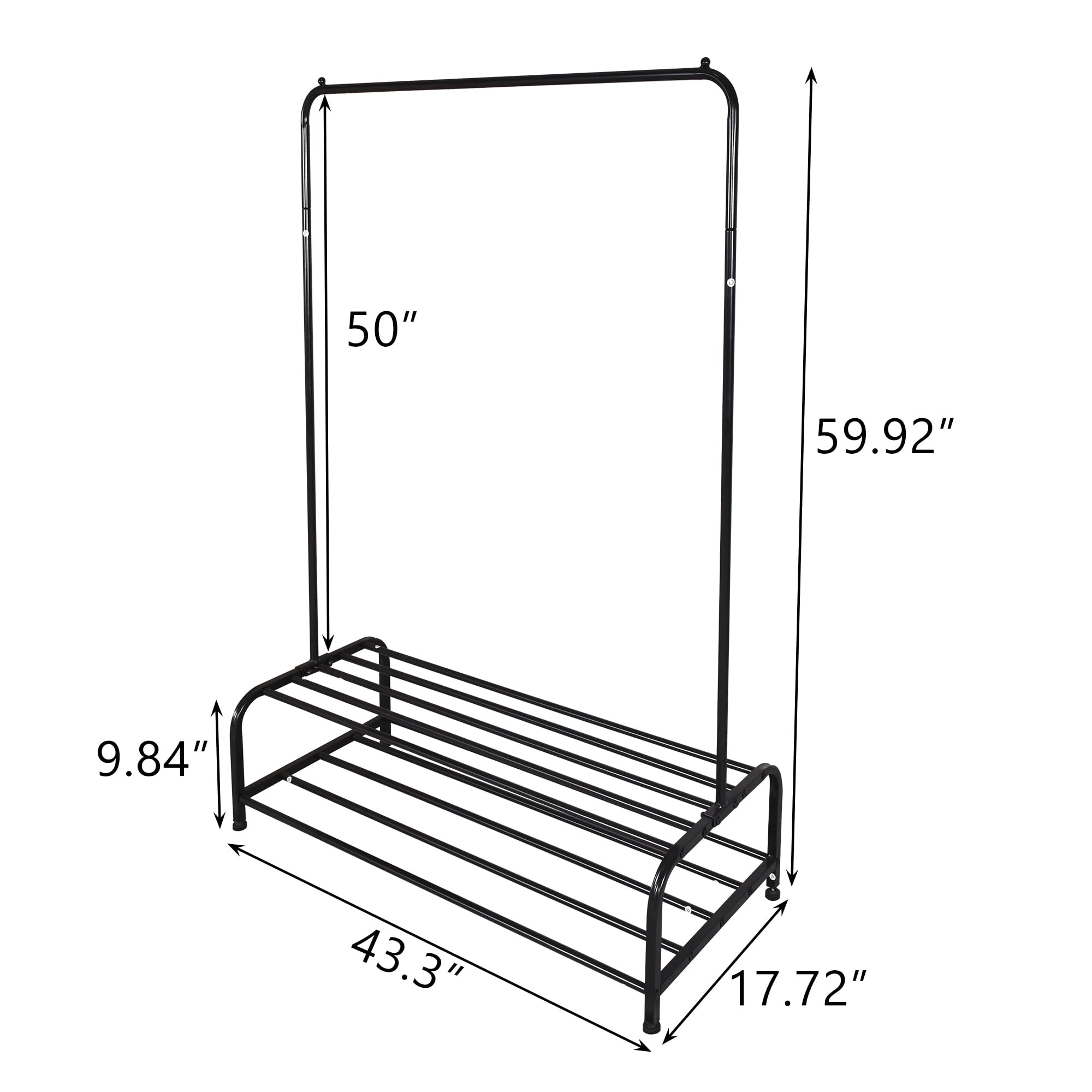 Single Pole Clothes Rack with Double Shoe Shelf By Metallics Home
