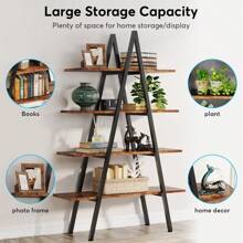 A-Shape Ladder Book Shelf by Metallics Home with five shelves for books and decor, featuring a stylish black frame and wooden