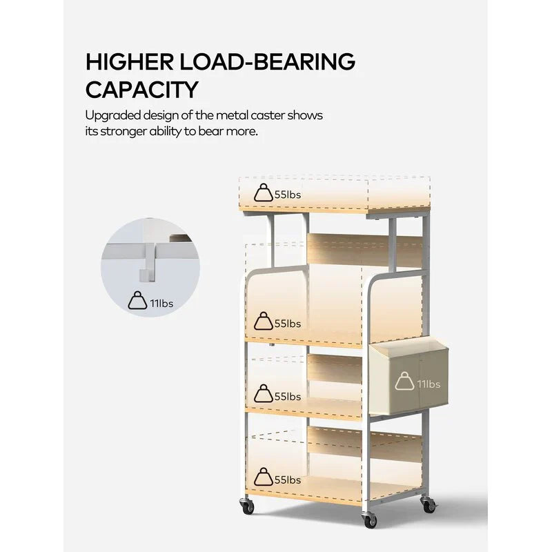 Federico Kitchen Moving Trolley Rack by Metallics Home with multiple shelves and upgraded metal casters for higher load capac