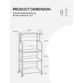 Federico Kitchen Moving Trolley Rack by Metallics Home, featuring three shelves and wheels for easy mobility. Dimensions incl