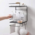 Bathroom corner double layer shelf with towel holder by Metallics Home - Metallics-Home