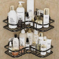 Bathroom corner shelf with adhesive hooks by Metallics Home - Metallics-Home