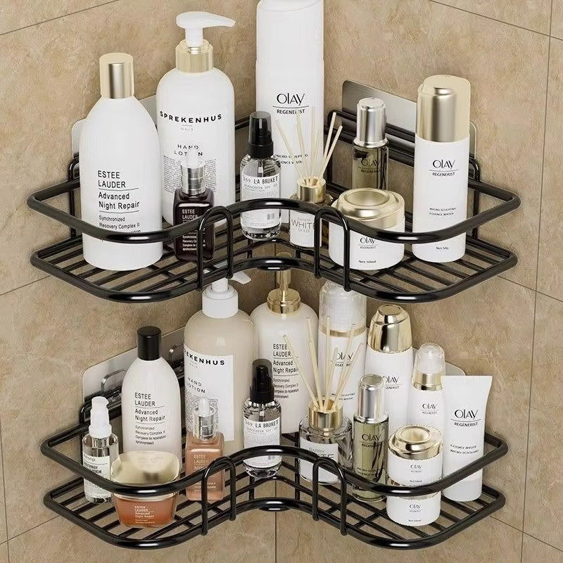 Bathroom corner shelf with adhesive hooks by Metallics Home - Metallics-Home