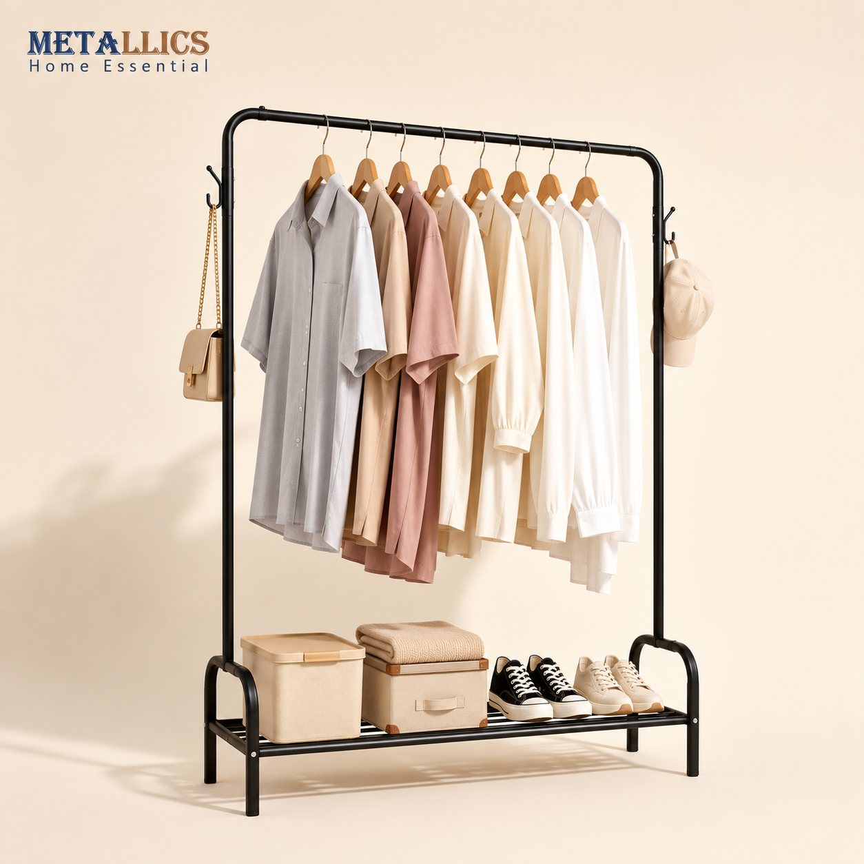 Clothes Stand with Single Shoe Rack | Metallics Home – Metallics-Home