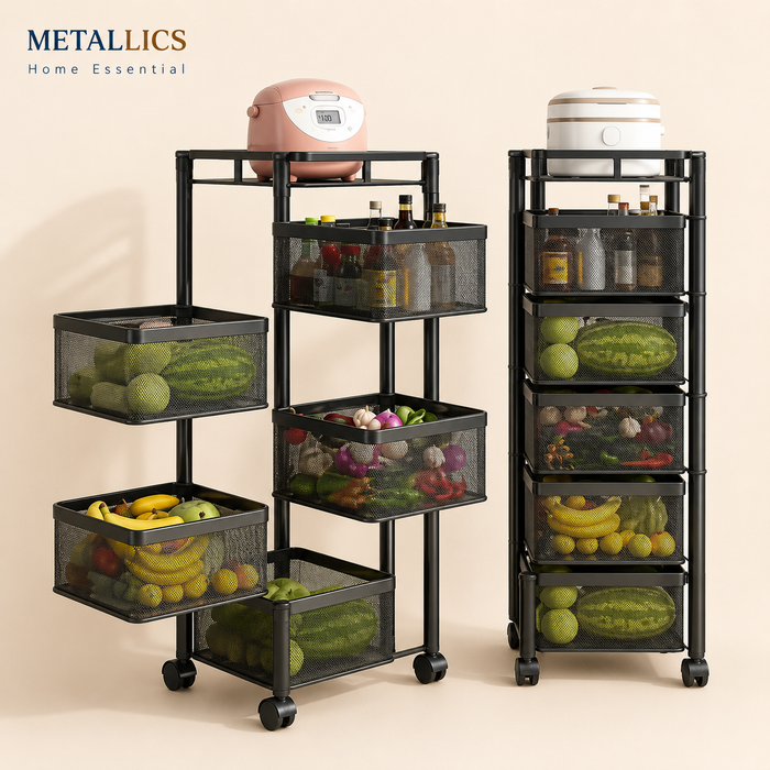 Premium 4-5 Tier Metal Square Trolley by Metallics Home