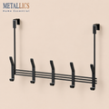 Over the Door 10 Hooks Hanger by Metallics Home featuring a sleek black design with five hooks for efficient storage.