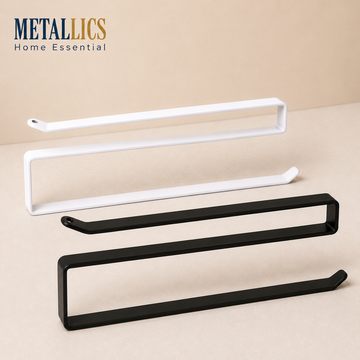 Tissue Holder by Metallics Home featuring three minimalist designs in black, white, and metal finishes.