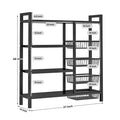 Elite Kitchen Utility Rack by Metallics Home features a black frame with multiple shelves and wire baskets, measuring 48x37x1