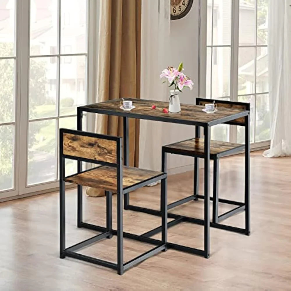 Nookie Modern Kitchen Dining Room Chair Table Set (Set of 3) features a sleek table with two matching chairs, showcasing a wo