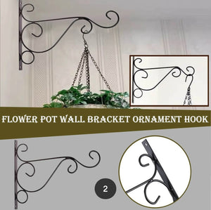 Wall Mounted Flower Pot Hanger Stand by Metallics Home features an elegant scroll design, perfect for displaying hanging plan