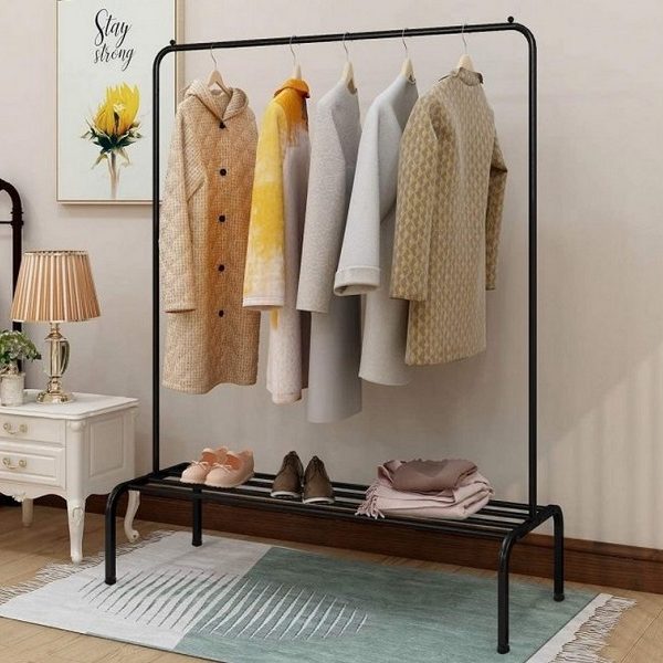 Single pole cloth hanging stand x shoes rack by Metallics Home