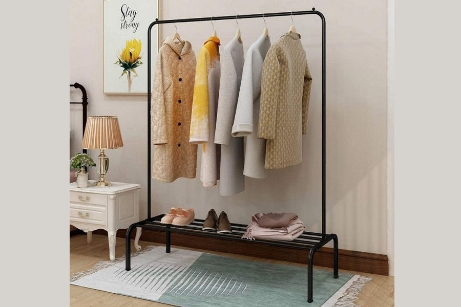 Single pole cloth hanging stand x shoes rack by Metallics Home