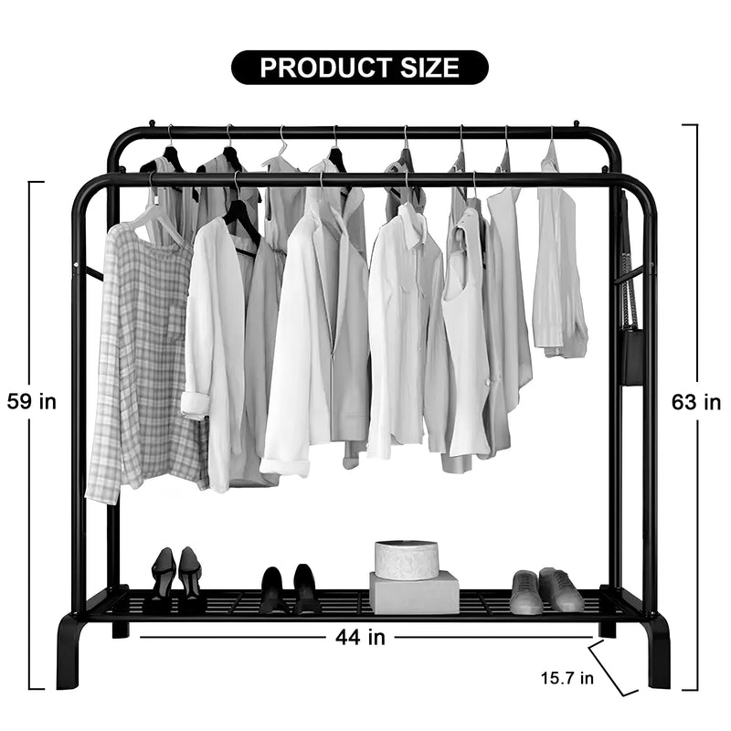 Double Pole Cloth Hanging Stand x Single Shoe Rack By Metallics Home