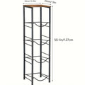 4 IN 1 Water Bottle Holder with Dispenser Top by Metallics Home features a tall, black metal frame with wooden top and four s