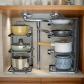 Floor Standing Kitchen Shelf by Metallics Home featuring multiple shelves for organized pot and pan storage in a modern kitch