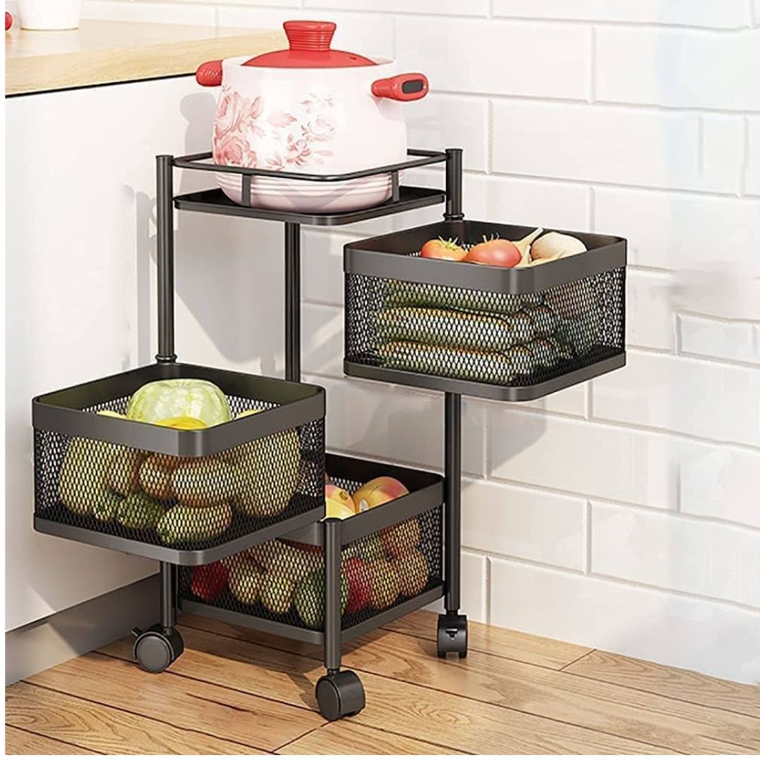 Premium 3 tier metal square trolley by Metallics Home Metallics-Home