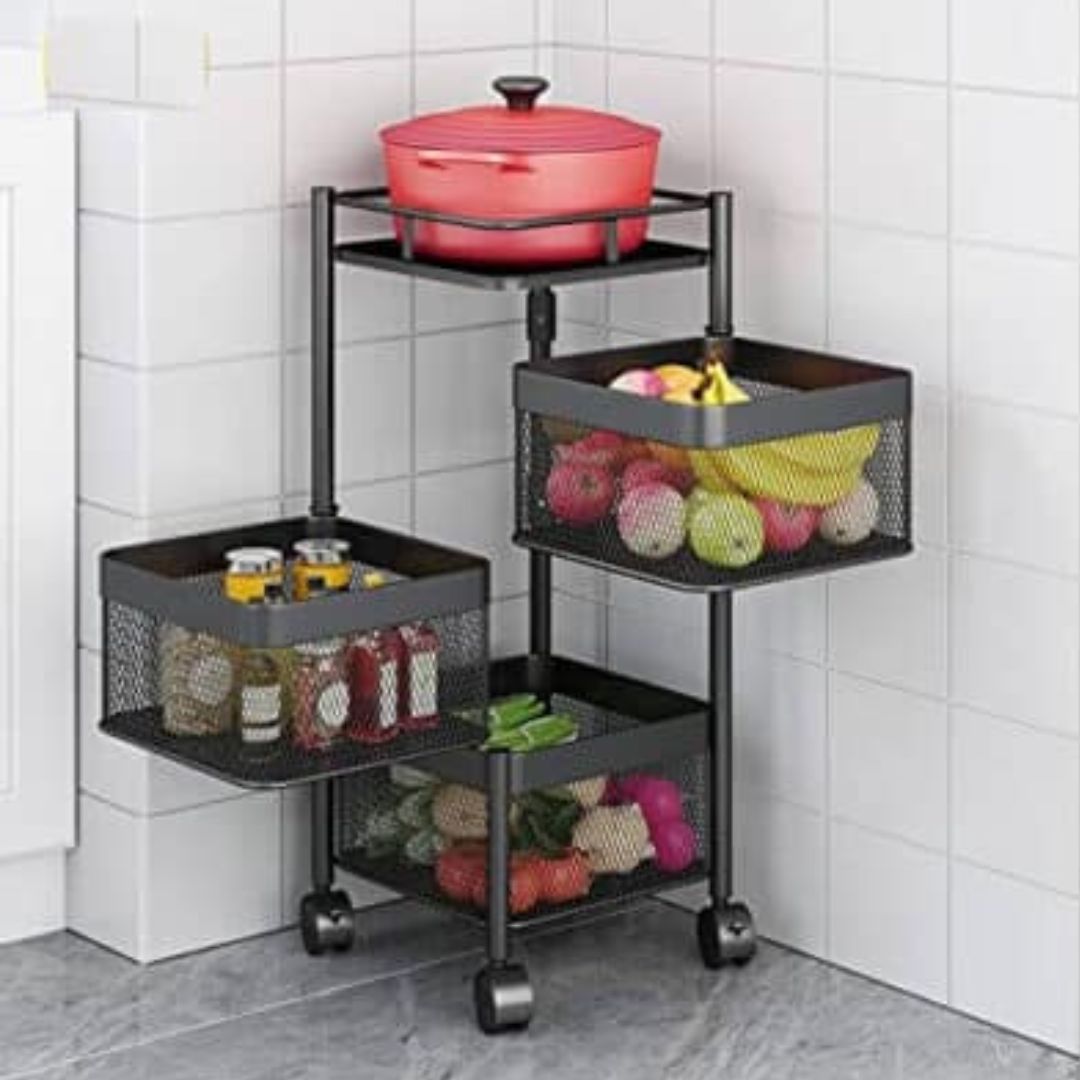 Premium 3 tier metal square trolley by Metallics Home Metallics-Home