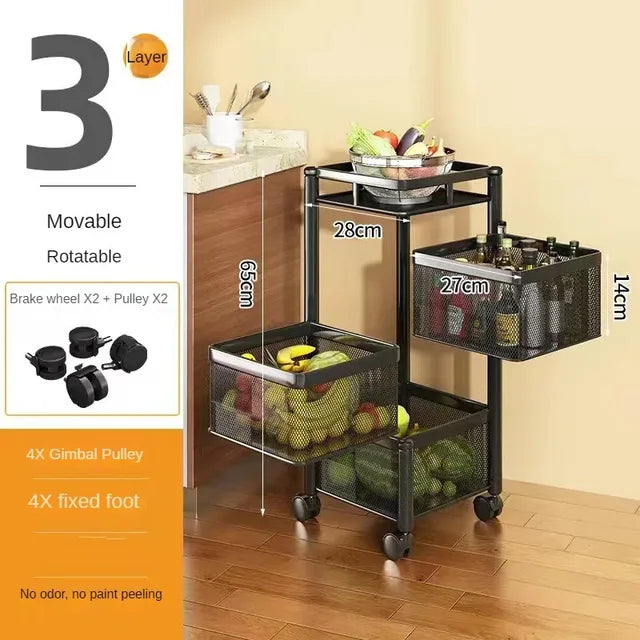 Premium 3 tier metal square trolley by Metallics Home Metallics-Home
