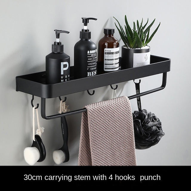 Premium Single Shelf with Hooks and Towel Rod by Metallics Home Metallics-Home
