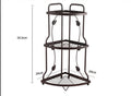 Space-Saving 3-Tier Kitchen Corner Rack by Metallics Home, featuring three shelves and a sleek design for efficient storage.