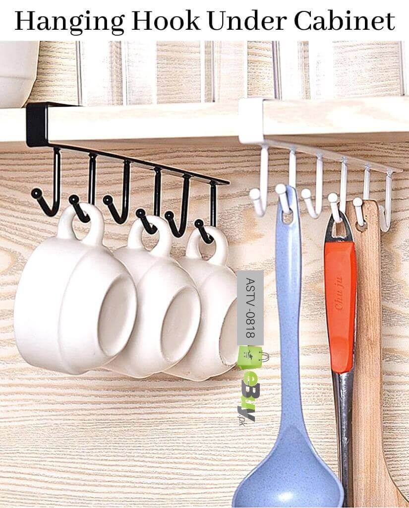 Under the shelf 6 Hooks Tea Cup Holder by Metallics Home Metallics-Home