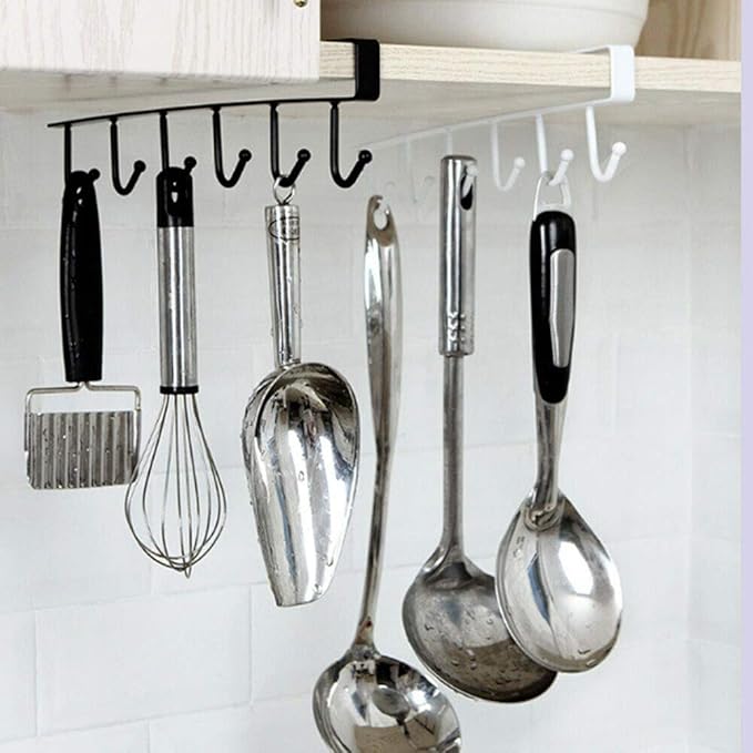 Under the shelf 6 Hooks Tea Cup Holder by Metallics Home Metallics-Home