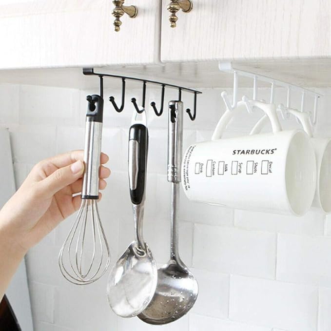 Under the shelf 6 Hooks Tea Cup Holder by Metallics Home Metallics-Home