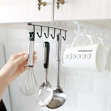 Under the shelf 6 Hooks Tea Cup Holder by Metallics Home Metallics-Home