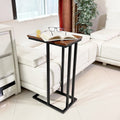 Wooden C Table and Side Table by Metallics Home featuring a sleek design with a wooden top and metal legs, ideal for small sp