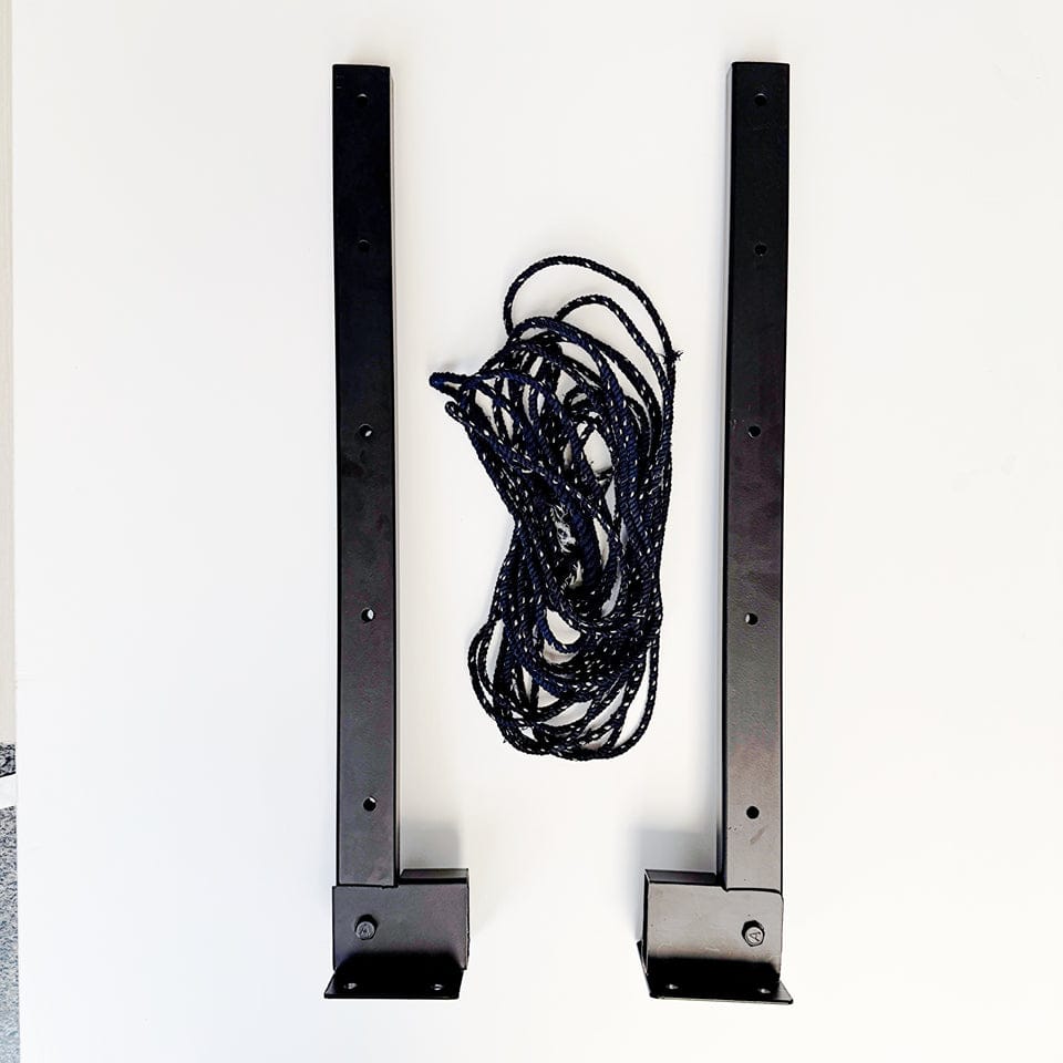 Cloth Drying Stand with Free Rope, foldable wall-mounted metal brackets and a length of rope for drying clothes.