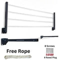 Cloth Drying Stand with Free Rope, foldable, wall-mounted, featuring 4 drying lines and installation hardware included.