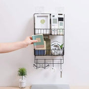 bathroom double layer shelf with hooks by Metallics - Metallics-Home