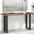 Yost Entryway Lounge Console Organizer Table features a wooden top and sleek black metal legs, ideal for living room decor.