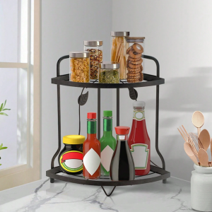 Space-Saving 2-Tier Kitchen Corner Rack-By Metallics Home