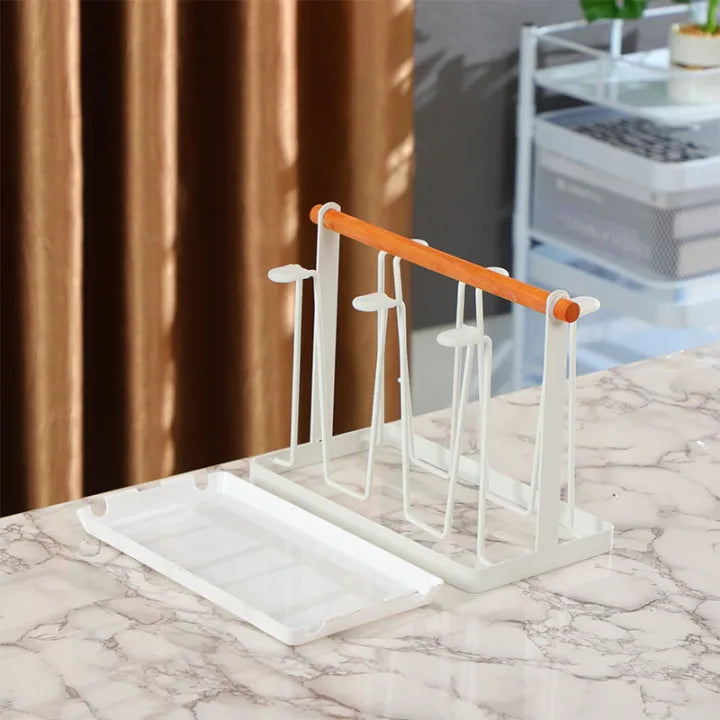premium glass stand with wooden handle by Metallics Home Metallics-Home