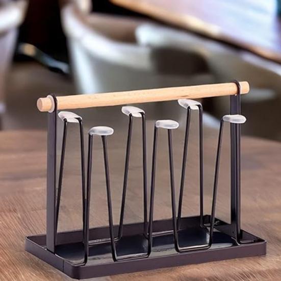 premium glass stand with wooden handle by Metallics Home Metallics-Home