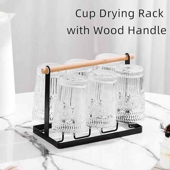 premium glass stand with wooden handle by Metallics Home Metallics-Home