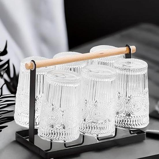 premium glass stand with wooden handle by Metallics Home Metallics-Home