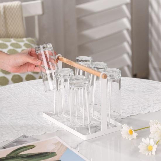 premium glass stand with wooden handle by Metallics Home Metallics-Home