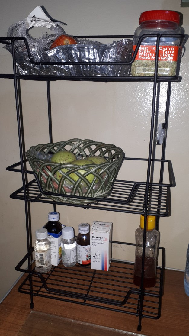 square 3-tier multipurpose rack by Metallics Home Metallics-Home