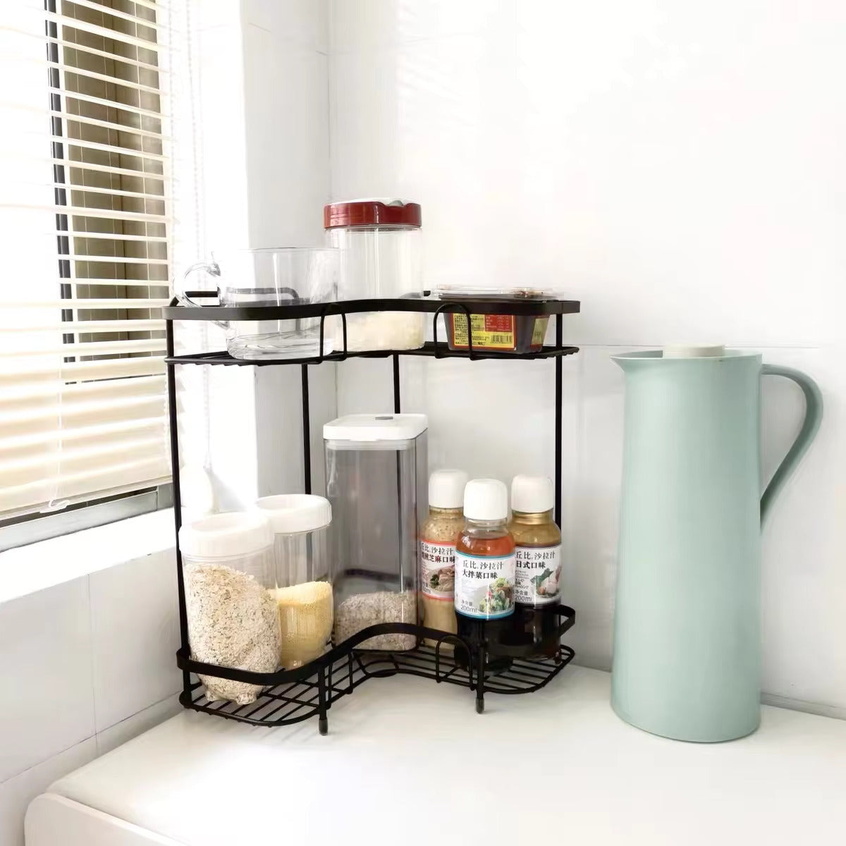 wall-mounted and counter-shelf multi-purpose corner rack by Metallics Home Metallics-Home