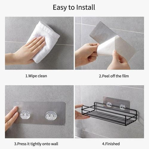 wall mounted multipurpose shelf with adhesive tapes by Metallics Home Metallics-Home