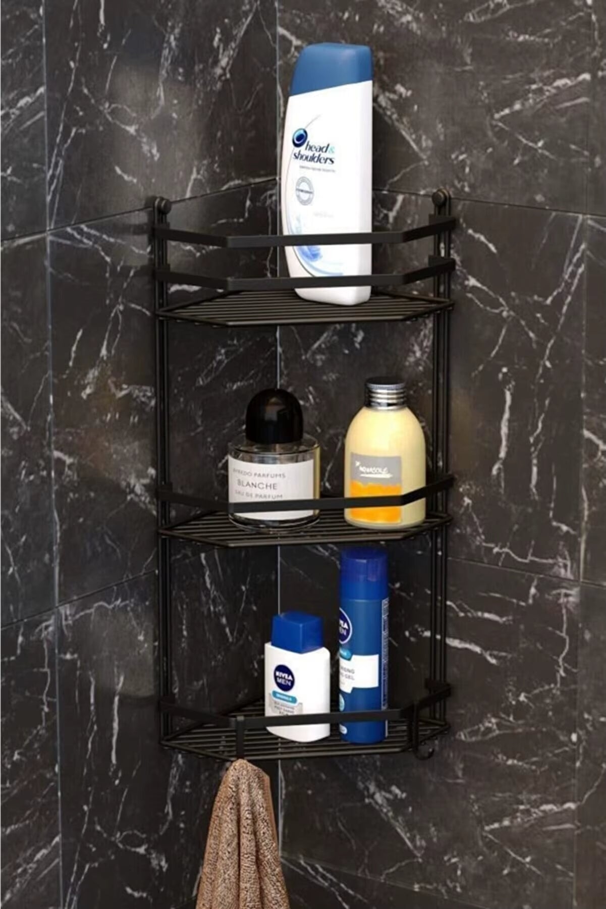 washroom 3-tier corner multipurpose rack by Metallics Home Metallics-Home